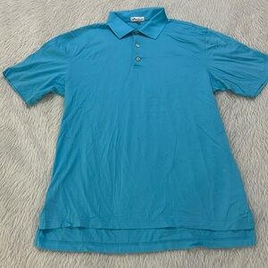 Peter millar blue turquoise polo golf cotton shirt size large